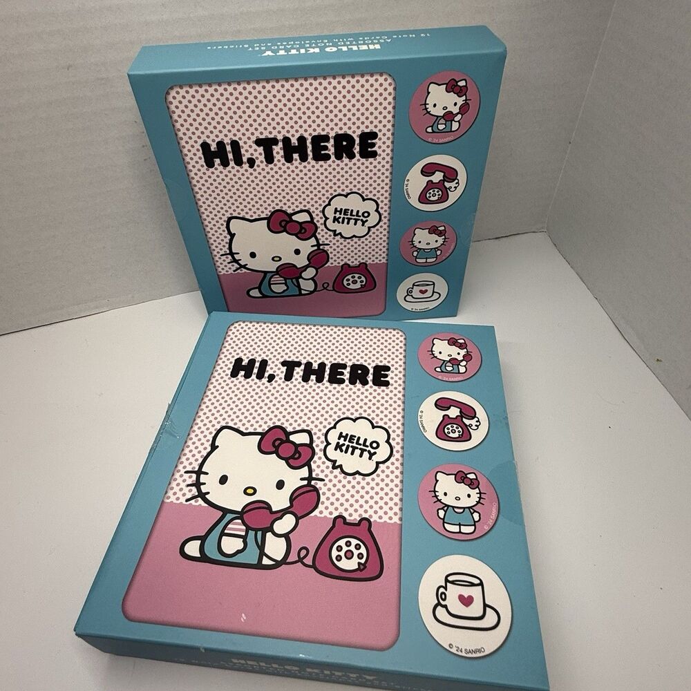 Hello Kitty 2 Pack Of 12 Bundle Note Card Set 25 Total Hi There Note Cards New